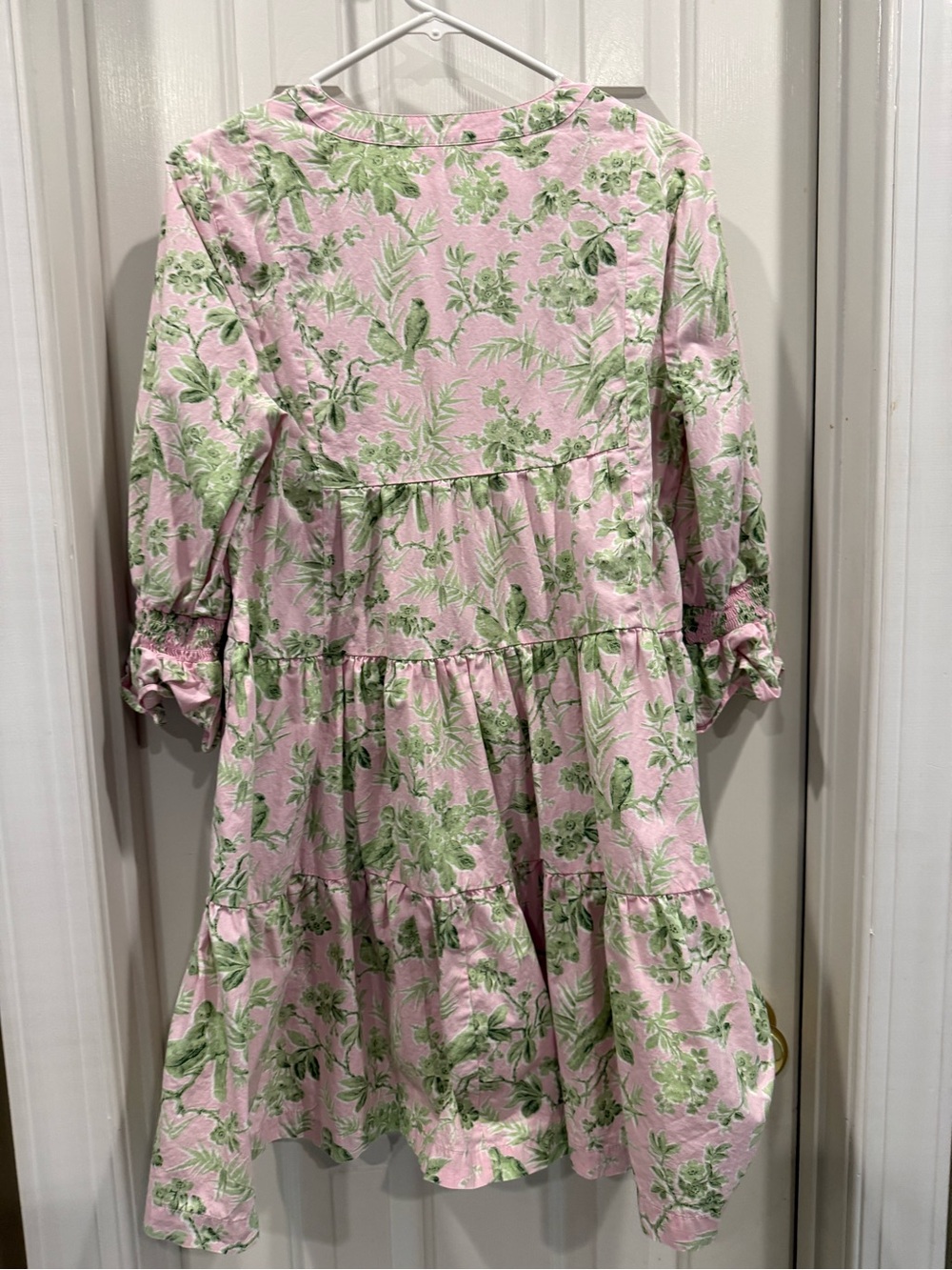 crown & ivy Pink Floral Tiered Dress with Green Botanical Print - Picture 4 of 5